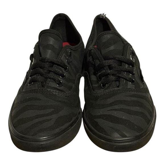 Vans Authentic Zebra Stripe Black Canvas Skate Shoes Women's 8 Triple Black - Picture 3 of 8